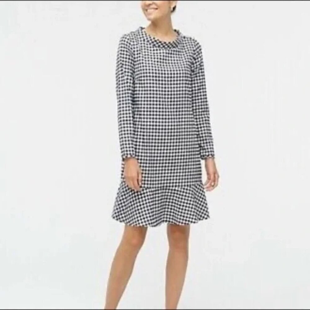 J Crew Buffalo Plaid Flannel Jeweled Buttons Dress Size Medium